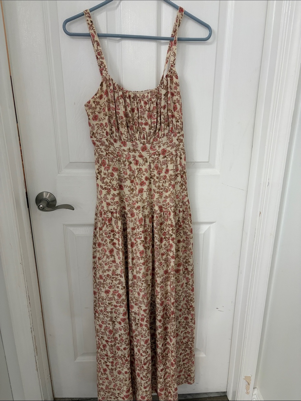 Z Supply Cream Maxi Dress with Dusty Rose Floral